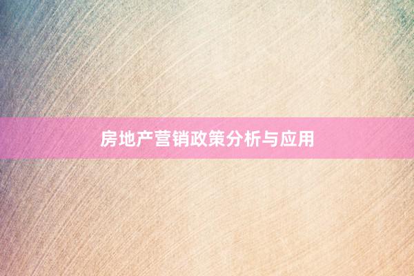 房地产营销政策分析与应用